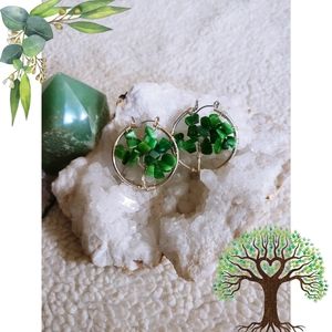 Tree of life Green Agate Earrings